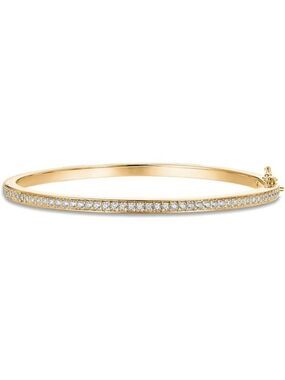 Gold Plated CZ Bangle Tennis Bracelet for Women Dainty Adjustable Jewelry Gift